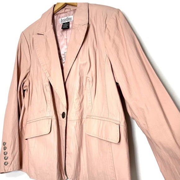 Y2K Ballet Pink Genuine Leather One Button Blazer. Size 1X. Smoke Free Home - Picture 5 of 5